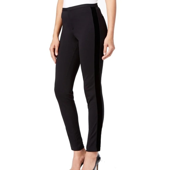 *PRICE DROP!* MICHAEL KORS Black Velvet Trim Trouser Pants - Picture 1 of 9